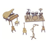 Kit Miniatura Instrumentos Musicais Em Miniatura Mdf