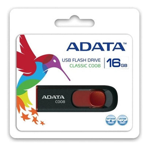 Memoria Usb 16 Gb C008, Negro, Usb 2.0 Adata Ac008-16g-rkd