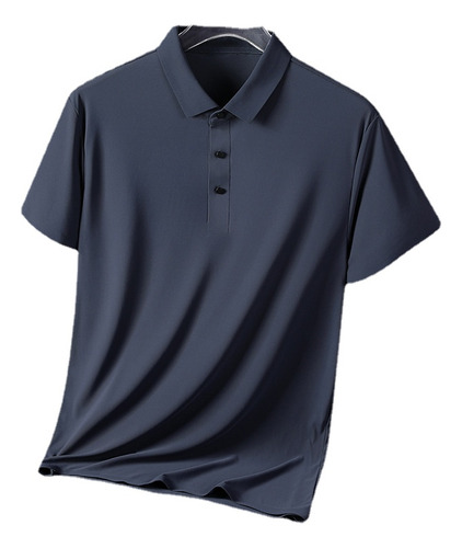 Polo De Manga Corta Para Hombre, De Seda Helada, Antiarrugas