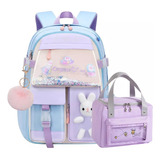 Mochila Kawaii Con Forma De Conejito Para Niñas, Con Loncher A