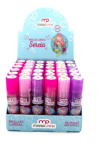 36 Brilho Labial Sereia Maria Pink Infantil Kids Atacado 