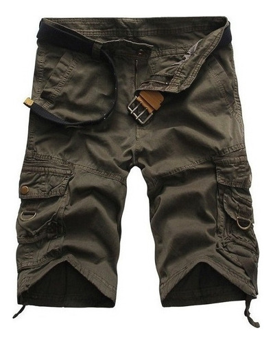 Pantalones Cortos Masculinos Camuflados Con Varios Bolsos