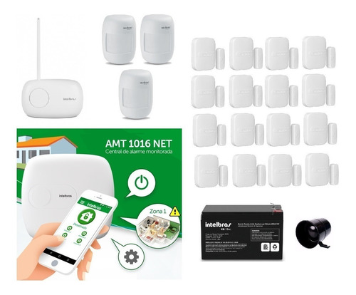 Kit Alarme Intelbras Amt 1016 Com App 19 Sensores Sem Fio