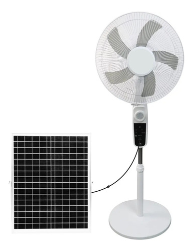 Ventilador Con Panel Solar Recargable Luz Led Control Remoto