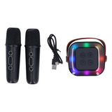 Máquina De Karaoke Mini Con 2 Micrófonos Inalámbricos Rgb Co