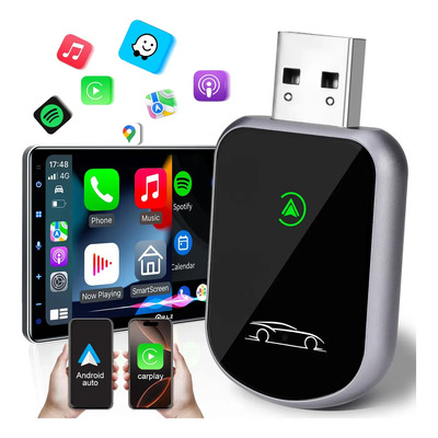 Gllai 2 en 1 Car Play Adaptador inalámbrico, Compatible con iPhone y Android Convertir CarPlay Cable a CarPlay inalámbrica Soporta iOS 10+ y Android 11+ para Auto con CarPlay y Android Auto | Envío gratis