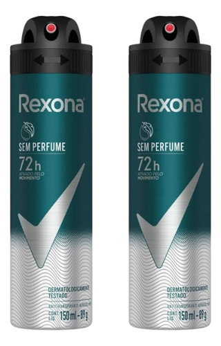 Desodorante Aero Rexona 150ml Masc Sem Perfume-kit C/2un