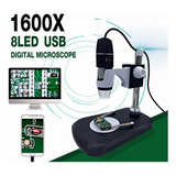 3 En 1 Usb Digital Microscope 1600x 8 Led Con Soporte Zoom