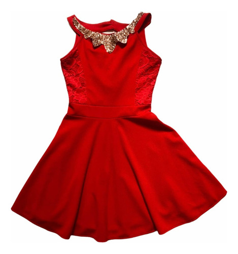 Vestido Rojo Con Diseño De Collar Para Niña O Dama 