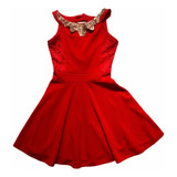 Vestido Rojo Con Diseño De Collar Para Niña O Dama 