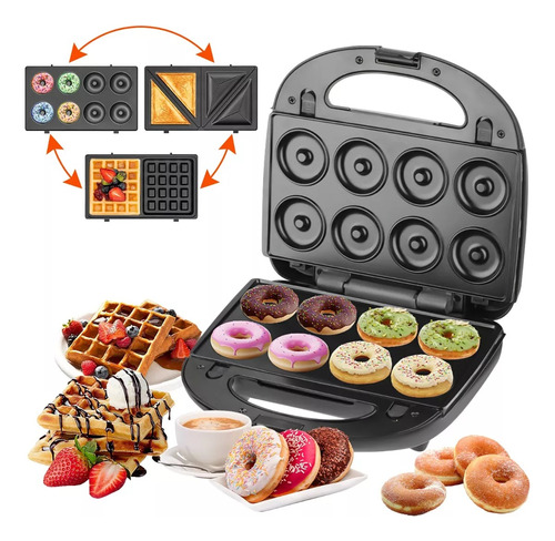 Máquina Para Hacer Donas, Waffles Y Sándwiches 3 En 1