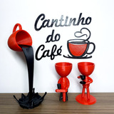 Kit Cantinho Do Café - Vasinhos, Xícara Flutuante E Letreiro