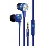 Auriculares In Ear Metalicos - Microfono - Cable Plano Coby Color Azul