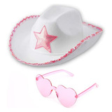 Sombrero De Vaquera Blanco Rosa Gafas De Corazón Sombr...