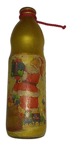 Botella Vidrio Pintada Con Tapa Plastica Navidad  X 3 