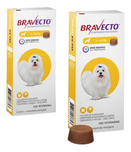 Bravecto Cães Comprimido De 2 A 4,5kg Kit Promocional Com 02