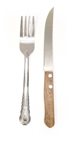 Pack De 50 Tenedor Y 50 Cuchillo Mango Madera Mayoreo