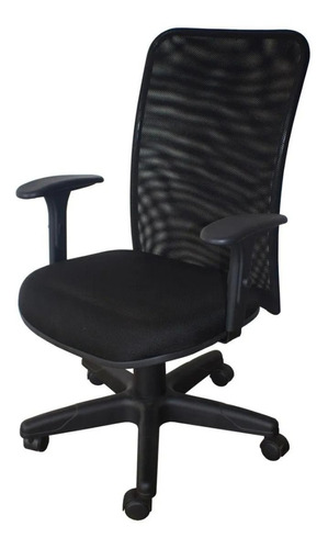 Cadeira De Escritório Ecoflex Ec-4882-c Ergonômica  Preta Com Estofado De Tecido