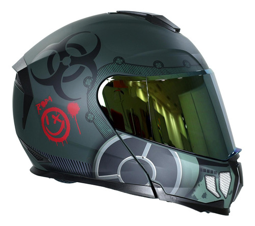 Casco Roda Revenge Pro Verde Mate Outbreak Abatible Svs