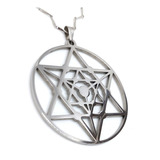 Collar Amuleto Estrella David Geometría Sagrada Cadena Plata