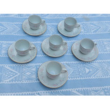 Set X6 Tazas Estampadas Flores Porcelana Tsuji Con Sello