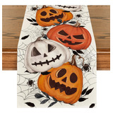 Camino De Mesa Para Halloween Calabazas Telarañas 33x228cm