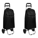 Carrito Supermercado Plegable Ruedas Bolsa Mandado 2 Piezas