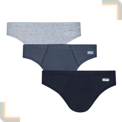 Kit C/3 Cueca Slip Lupo  Algodão 00515-089 Cores Sortidas