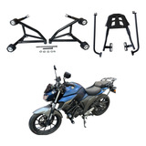 Parrilla Y Slider Para Moto Yamaha Fz25 Acero Negra Portabul