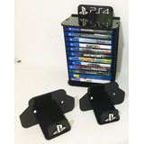 Combo Porta Jogos + 02 Porta Controle Fixar Na Parede - Ps4