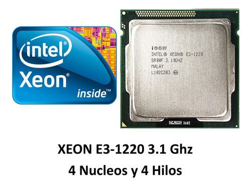 Procesador Intel Xeon E3-1220 4nuc4hilos  3.4ghz Sin Grafica