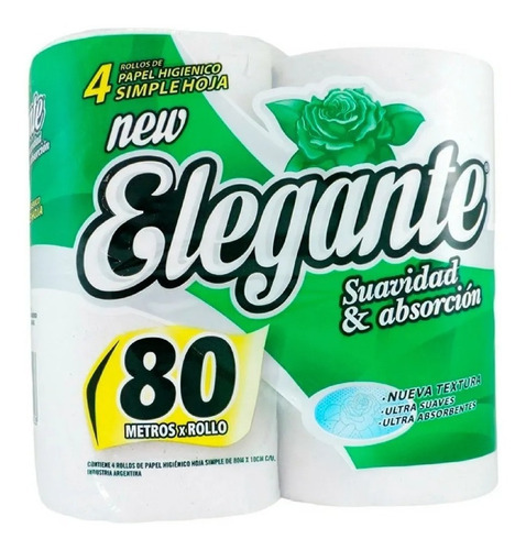 Papel Higienico Elegante 80 Metros 12 Rollos Blanco Premium