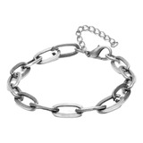 Pulsera Hombre Pulsera Cadena Acero Color Plata Vieja 