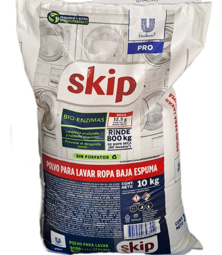 Jabón En Polvo Skip Profesional Bio-enzimas Floral Doypack  10 kg