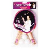 Set De 2 Paletas Y 3 Pelotas De Ping Pong Sensei 1 Estrella