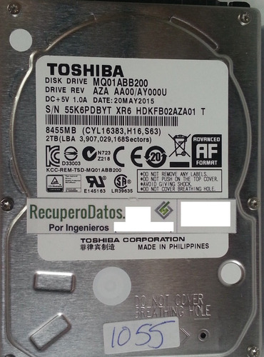 Disco Toshiba Mq01abb200 2tb Sata 2.5 - 1058 Recuperodatos