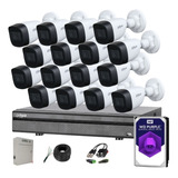 Kit Dvr 16ch Y 16 Camaras 5megapixeles Audio Dahua Balun 2tb