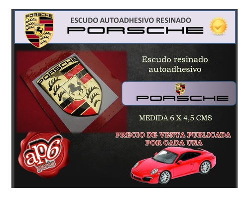 Porsche - Escudo Autoadhesivo En Resina Foto 2