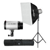 Kit Flash Estudio Godox 250w Com Softbox E Tripé Para Fotos