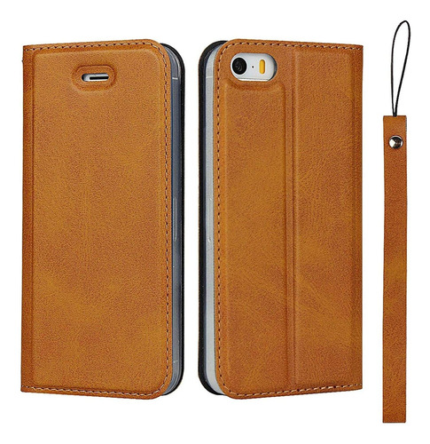 Funda De Cuero Para iPhone 5/5s/se 2016 Wallet Mag3041