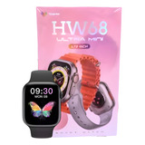 Hw68 Ultra Mini Smartwatch  Cor Da Pulseira Preto