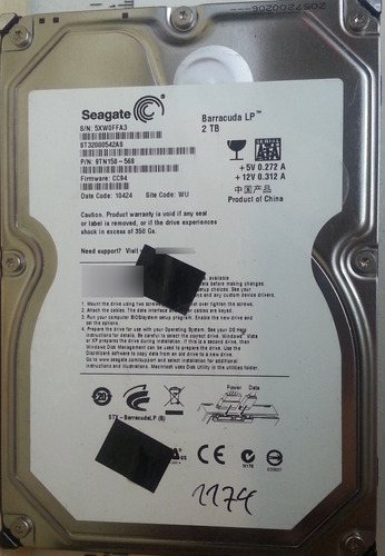 Disco Seagate St32000542as 2tb Sata 3.5 - 1174 Recuperodatos