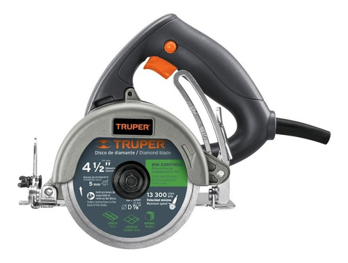 Sierra Circular Eléctrica Truper Caz-el-4-1/2n2 114.3mm 1320w Gris 60hz 120v