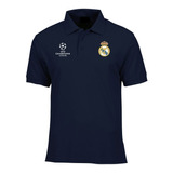 Camiseta Tipo Polo Real Madrid, Champions  Logos Bordados