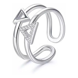 Anillo Triangulo Laminado Plata 925 Zircón / Canale Donna 