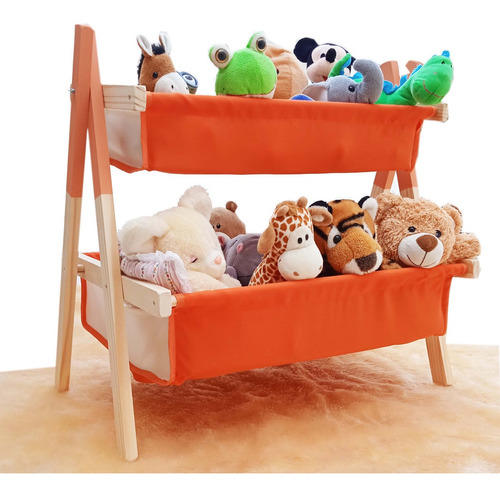 Cesto Organizador Brinquedos Montessori Infantil Laranja
