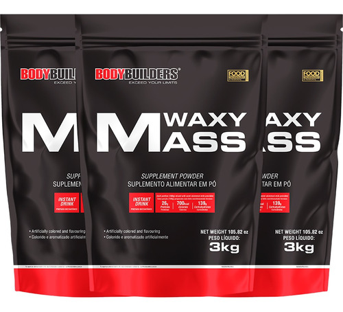 Combo 3x Hipercalorico Waxy Mass 3kg - Bodybuilders Full