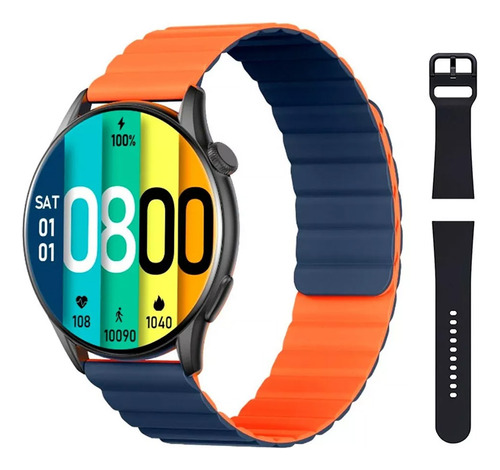 Reloj Inteligente Smartwatch Malla De Color Naranja Kieslect Bisel Gris