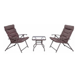 Combo Set De Mesa + 2 Silla De Jardin Exterior Terraza Sao