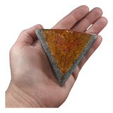 Orgonita Pirámide Tetraédrica Naranja Con Cristal De Cuarzo